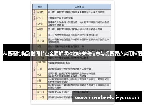 从赛程结构到时间节点全面解读欧协联关键信息与观赛要点实用指南 从赛程结构到时间节点全面解读欧协联关键信息与观赛要点实用指南
